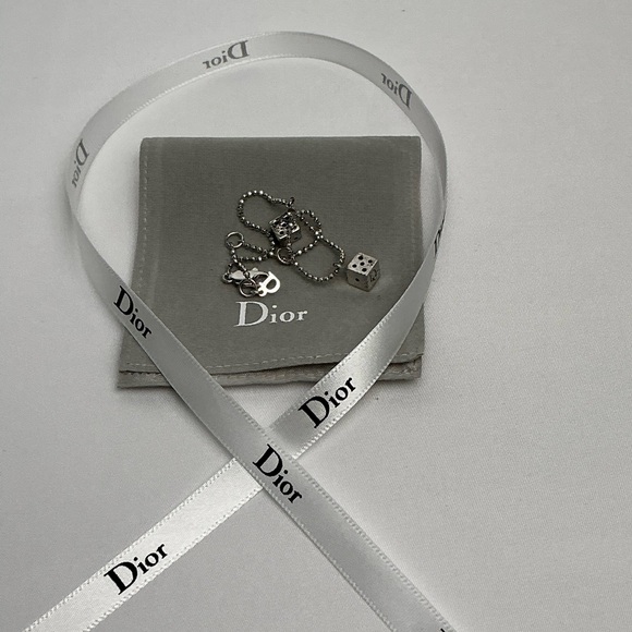 Vintage authentic Christian Dior Oblique Dice Silver Charm Bracelet - Picture 2 of 6